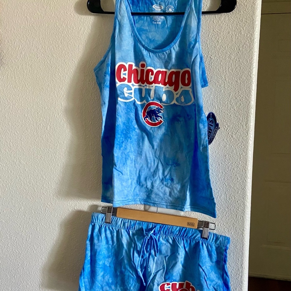 Chicago Cubs Light Blue Tie-Dye Tank and Shorts Pajama Set